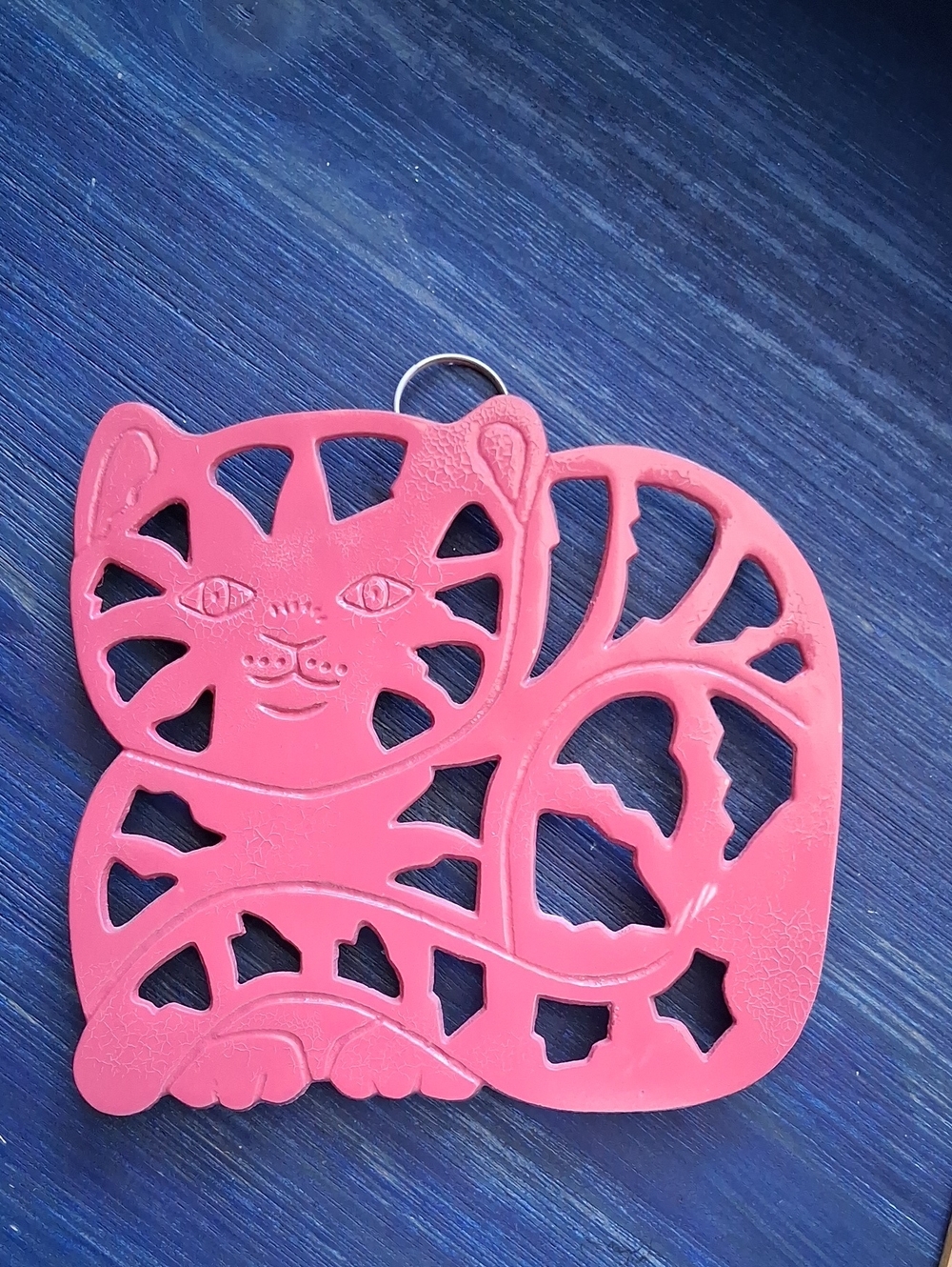 Pink Cat Cast Iron Trivet